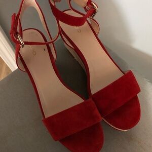 Aldo Red Suede Wedge Sandals
